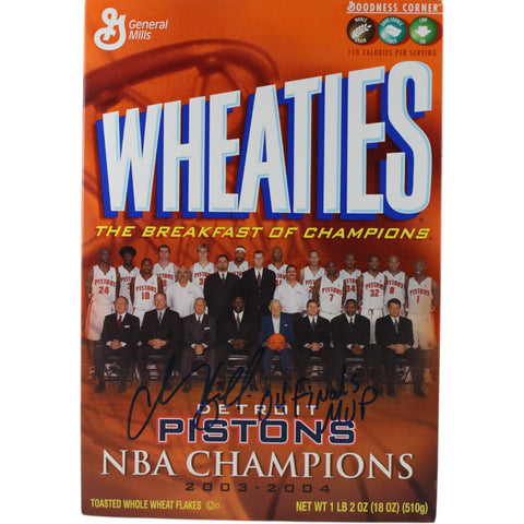 Chauncey Billups Autographed Detroit Pistons Wheaties Box MVP Beckett 51607