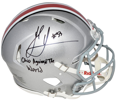 JACK SAWYER SIGNED OHIO STATE BUCKEYES AUTHENTIC HELMET W/ OHIO AGAINST WORLD