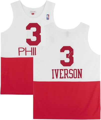 Allen Iverson 76ers Signed Red &2003-04 Mitchell & Ness Authentic Jersey