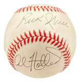 Richie Ashburn Rick Wise Al Holland Signed Official NL Baseball BAS AC22621