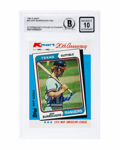 Jeff Burroughs Signed Rangers 1982 Topps Kmart #25 - (Beckett - Auto 10 Sticker)