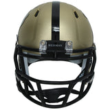 Travis Hunter Autographed Gold Heisman Trophy Logo Speed Mini Helmet Beckett