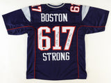 Joe Andruzzi Signed Patriots Jersey "Boston Strong" & "3xSB Champs" (Beckett) OG