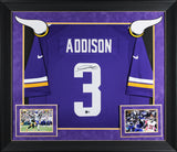 Vikings Jordan Addison Signed Purple Nike Limited Framed Jersey BAS Witnessed