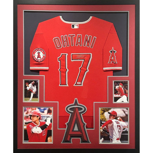 Shohei Ohtani Autographed Signed Framed Los Angeles Angels 4P Jersey PSA/DNA