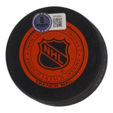 Bill Gadsby Signed Detroit Red Wings Logo Puck Inscribed "HOF 1970" (Beckett)