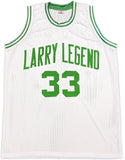 BOSTON CELTICS LARRY BIRD AUTOGRAPHED WHITE JERSEY BECKETT BAS WITNESS 236681