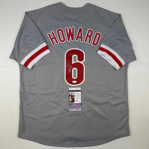 Autographed/Signed Ryan Howard Philadelphia Grey Baseball Jersey JSA COA