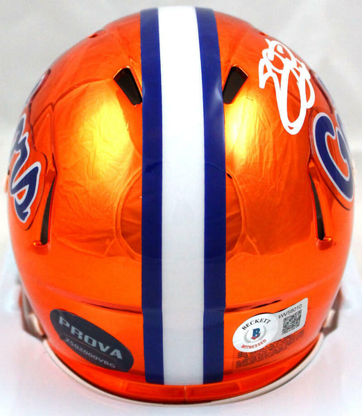 florida gators motorcycle helmet Emmitt Smith Autographed Florida Gators Chrome Speed Mini Helmet-Becke – Super Sports Center