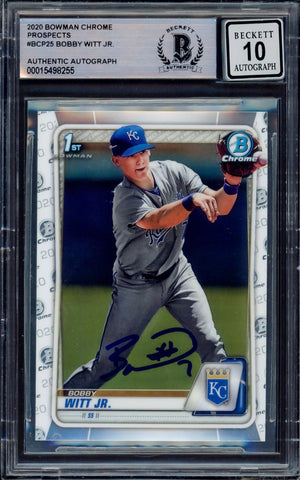Bobby Witt Jr Signed 2020 Bowman Chrome #BCP25 KC Royals Rookie Card BAS Auto 10
