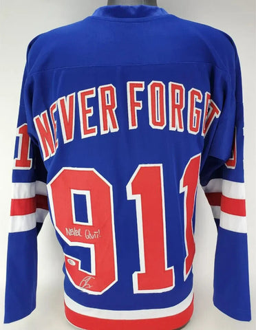 Robert O'Neill Signed New York Rangers 911 Never Forget Jersey "Never Quit"(PSA)