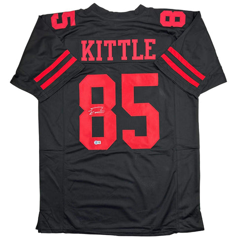 Autographed/Signed George Kittle San Francisco Black Jersey Beckett BAS COA