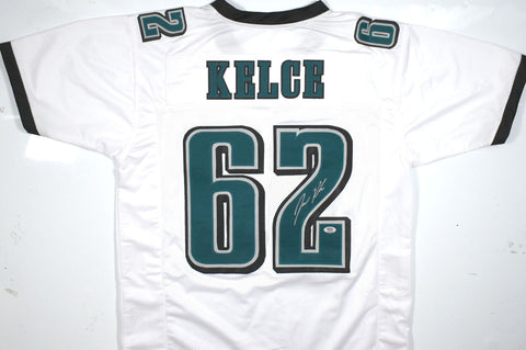 Jason Kelce Autographed White Pro Style Jersey - PSA *Silver