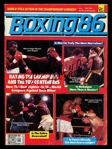 Marvelous Marvin Hagler Autographed Boxing 86 Magazine Beckett BAS QR #BK08803