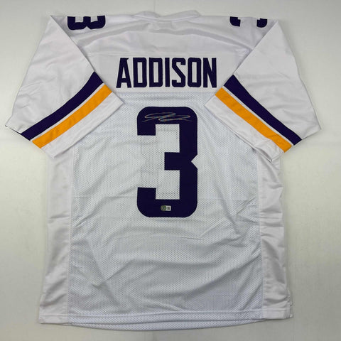 Autographed/Signed Jordan Addison Minnesota White Jersey Beckett BAS COA