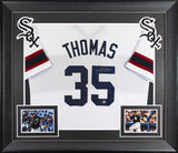 Frank Thomas Signed White Throwback Pro Style Framed Jersey BAS Witnessed