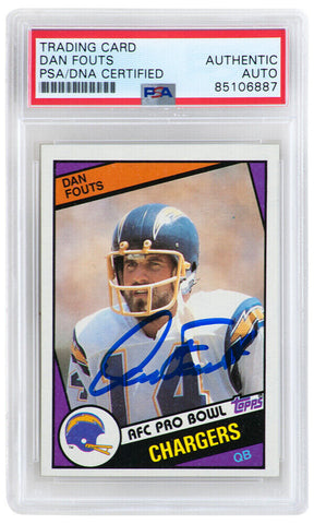 Dan Fouts Signed Chargers 1984 Topps Football Trading Card #179 - (PSA Slabbed)