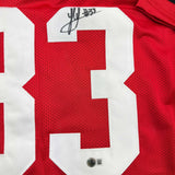 Autographed/Signed Jack Sawyer Ohio State Red College Jersey Beckett BAS COA