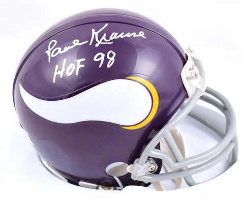 Paul Krause Autographed Vikings 61-79 Mini Helmet w/ HOF- Beckett W Holo *Silver