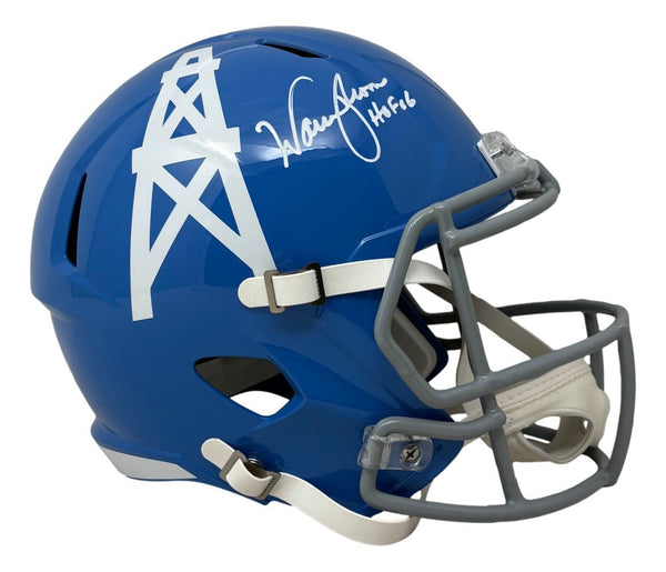 Warren Moon Signed Houston Oilers Full Size Blue Speed Replica Helmet – Super Sports Center