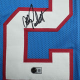 Autographed/Signed Allen Pinkett Houston Blue Football Jersey Beckett BAS COA