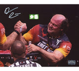 Devon Larratt Signed Unframed 8x10 Arm Wrestling Photo - Black, Red & Yellow