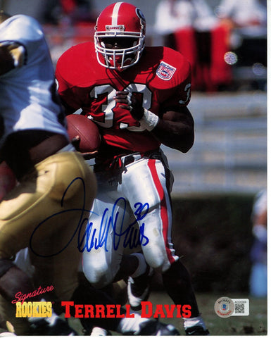 Terrell Davis Autographed/Signed Georgia Bulldogs 8x10 Photo Beckett 55825