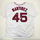 Autographed/Signed Pedro Martinez Boston White Jersey Beckett BAS COA