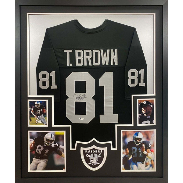 Tim Brown Autographed Signed Framed Raiders Notre Dame Jersey BECKETT