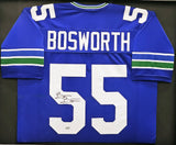Seattle Seahawks Brian Bosworth Autographed Framed Blue Jersey MCS Holo #52965