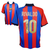Rivaldo Signed FC Barcelona Home Soccer Jersey #10 with Beckett Witness