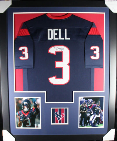 TANK DELL (Texans navy TOWER) Signed Autographed Framed Jersey JSA
