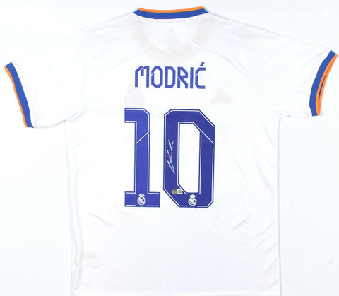 Luka Modric Signed Real Madrid FC Home White Soccer Jersey #10 Beckett Hologram