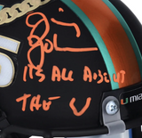 JIMMY JOHNSON Autographed Hurricanes Turnover Chain Schutt Mini Helmet FANATICS