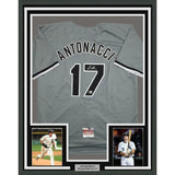 Framed Autographed/Signed Sam Antonacci 35x39 Chicago Grey Jersey BAS COA