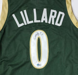 Bucks DAMIAN LILLARD Signed Milwaukee Custom Replica Green Jersey AUTO - BAS