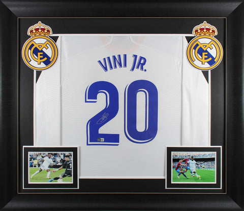 Real Madrid Vinicius Vini Jr. Authentic Signed White Adidas Framed Jersey BAS