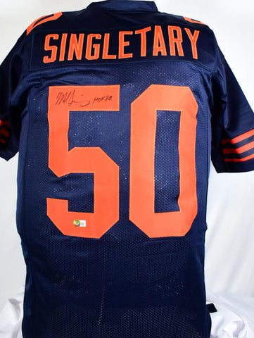 Mike Singletary Signed Blue Orange # Pro Style Jersey w/ HOF - Beckett W Holo