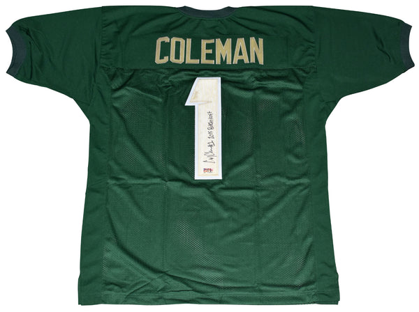 COREY COLEMAN AUTOGRAPHED BAYLOR BEARS #1 GREEN JERSEY W/ 2015
