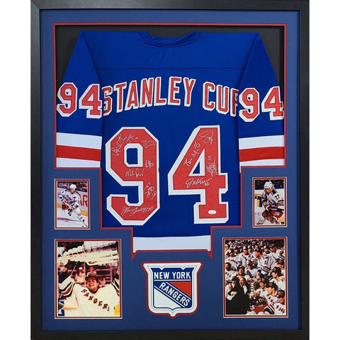 New York Rangers 1994 Team Autographed Signed Framed Stanley Cup Jersey JSA