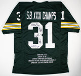 Super Bowl XXXI Packers Jersey Signed by Freeman, Rison, Brooks, Levens & Chmura
