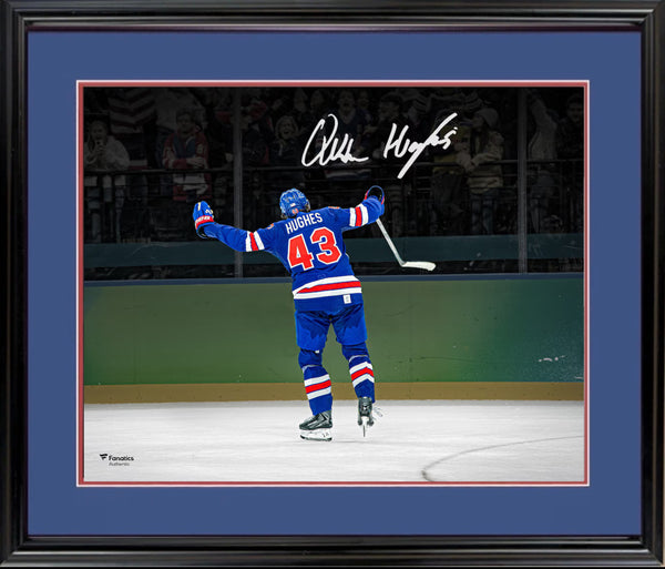 Quinn Hughes Signed 16x20 OT Goal Photo Framed Team USA Auto Fanatics COA