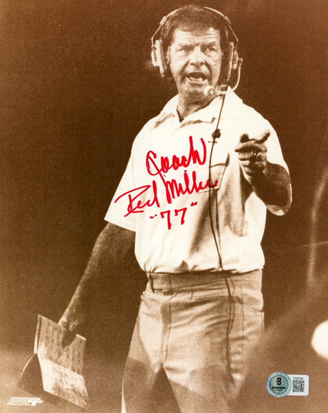Red Miller Autographed/Signed Denver Broncos 8x10 Photo Beckett 57691