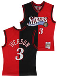76ers Allen Iverson Signed Red & Black M&N 2000-01 HWC Swingman Jersey BAS Wit