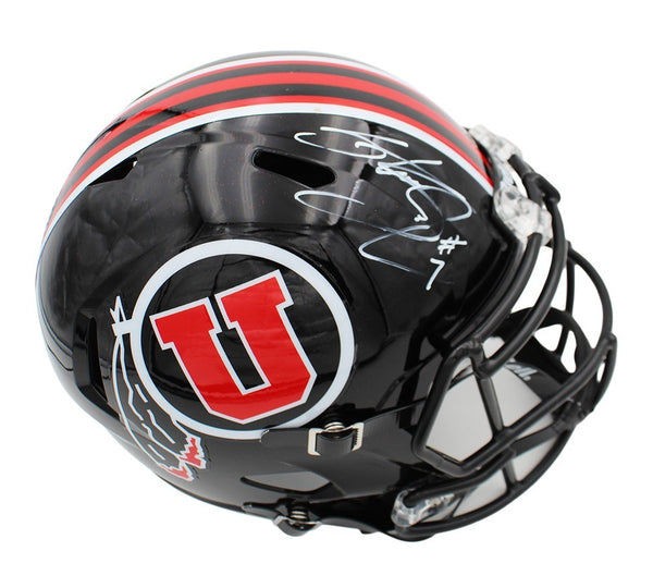 Steve Smith Sr. Signed Utah Utes Speed Full Size Black NCAA Helmet