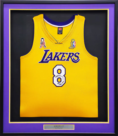 Lakers Kobe Bryant Autographed Framed Nike Jersey Finals Patch /298 UDA BAH84098