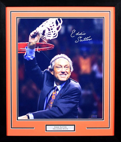EDDIE SUTTON AUTOGRAPHED OKLAHOMA STATE COWBOYS 16x20 FRAMED PHOTO COA