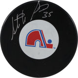 Stephane Fiset Autographed Colorado Avalanche Retro Logo Puck Beckett 53964