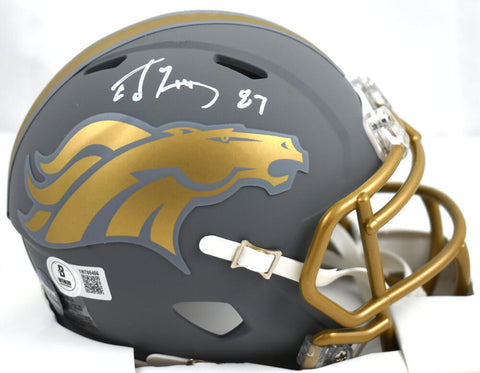Ed McCaffrey Autographed Denver Broncos Slate Speed Mini Helmet- Beckett W Holo