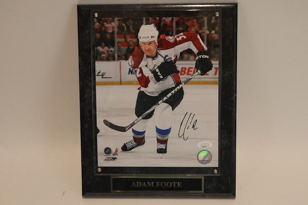 Adam Foote Autographed 8x10 Photo with Plaque- JSA Authenticated